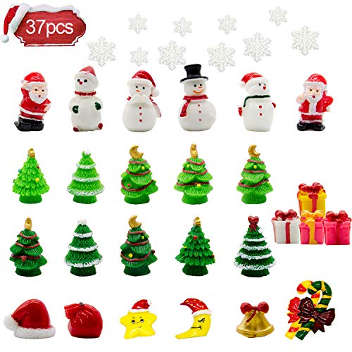 Product Cover Iceyyyy 37 Pcs Mini Resin Christmas Ornaments - Mini Christmas Theme Resin Miniature Pendant Decoration DIY Kit(Pattern at Random)