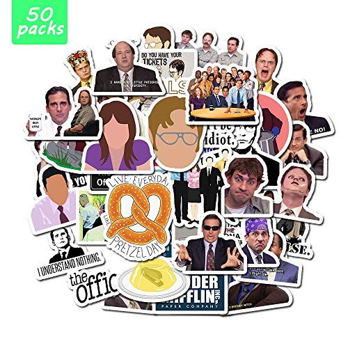 Product Cover Nakimo The Office Merchandise Stickers 50 Pck The Computer Stickers The Office Stickers for Water Bottles, Micheal Scott, Funny Laptop Decals, Hydro Flask Stickers