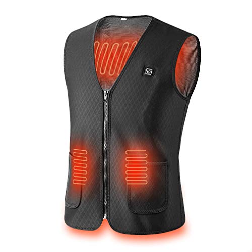 Product Cover Heated Vest, USB Charging Electric Heated Jacket for Women Men Outdoor Motorcycle Riding Golf Hunting, Washable and Lightweight (Black-XL)
