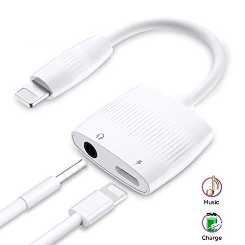 Product Cover Headphones Adapter 3.5mm Audio + Charge for iPhone Aux Adapter for iPhone 7/7Plus/8/8Plus/X/11/XS/XR/XS MAX Dongle for iPhone Charging Aux Cord to 3.5 mm Jack Earphones Cable Convertor Support All iOS