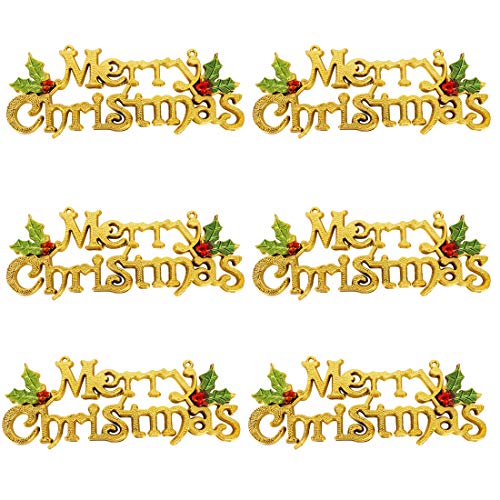 Product Cover Azude Gold Merry Christmas Tree Wreath Decorations Accessories Hanging Ornaments, 6 pcs