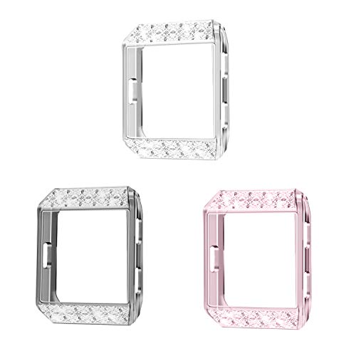 Product Cover [3 Pack] Fintie for Fitbit Ionic Screen Protector Case, Premium Soft TPU Slim Plated Frame Durable Cover Accessories for Ionic Smartwatch, Gray, Clear, Pink