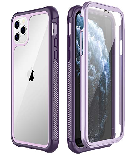 Product Cover SPIDERCASE iPhone 11 Pro Max Case, Built-in Screen Protector Full Heavy Duty Protection Shockproof Anti-Scratched Rugged Case for iPhone 11 Pro Max 6.5 inch 2019 (Purple+Clear)