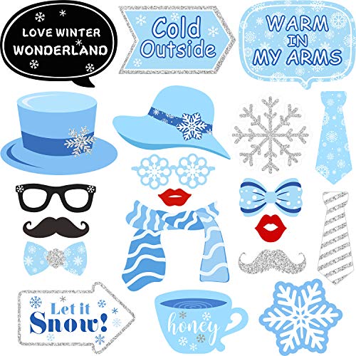 Product Cover 20 Pieces Snowflake Holiday and Winter Wedding Photo Booth Props Kit, Winter Wonderland Party Decorations for Winter/Xmas/Holiday Party Supplies