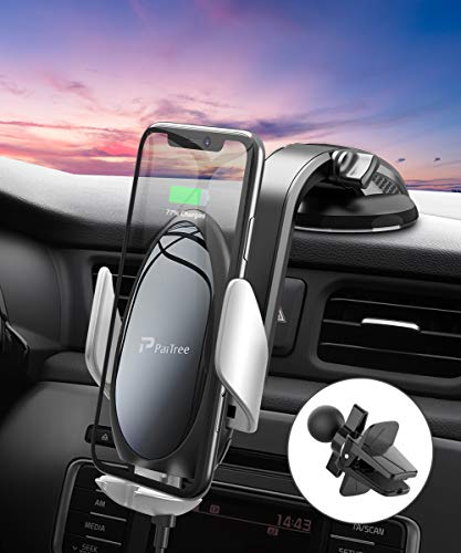 Product Cover Wireless Car Charger Mount, PaiTree [Power Storage Technology] Automatic Sensor Car Phone Holder and Charger for Car Dashboard Air Vent, 10W Qi Fast Charging for iPhone 11 Pro Max/XS/XR, Samsung S10+