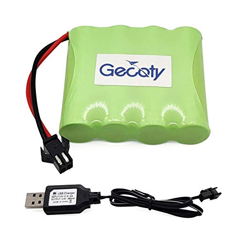 Product Cover Gecoty Ni-MH Battery Pack,Upgrade 4.8V 2400mAh Rechargeable AA Battery Pack with Charge Cable,SM 2P Plug for RC Trucks 1:18, 1:16,1:14,Remote Control Car,RC 4x4 Trucks
