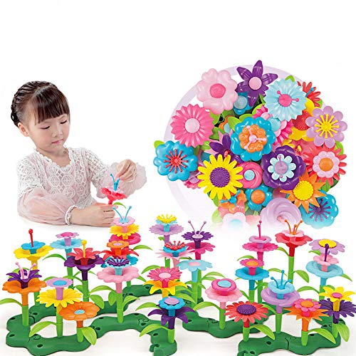 Product Cover QHTOY DHSM Flower Toys,Flower Garden Building Toys 3, 4, 5 Year Old Toddler,Build a Bouquet Floral Arrangement Playset for Toddlers and Kids Age ,Best Christmas Birthday Gifts for Creativity Play