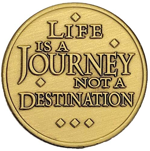 Product Cover Sobriety Gift for Men or Women | One Day at a Time Life is a Journey Inspirational AA Coin | Sober Recovery Gift for Year Anniversary or Sponsors | Alcoholics Anonymous or Al Anon or NA Sobriety Chip