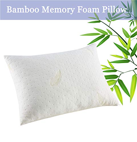 Product Cover YOUMAKO Bamboo Bed Pillow for Sleeping, Queen Cooling Shredded Memory Foam Pillow, Adjustable Pillow for Neck Pain with Zipper Removable Case for Side Back Stomach Sleepers (Creamy Yellow)