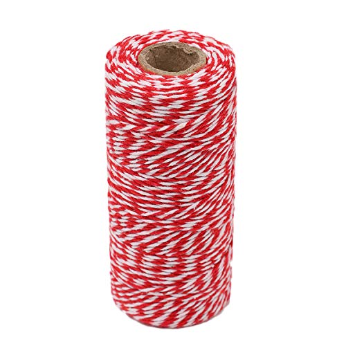 Product Cover Amenvtool Natural Red &White Twine Gift Twine Christmas Twine Packing Materials DIY Crafts Tying Cake&Pastry Boxes...