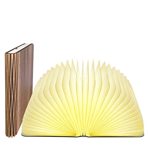 Product Cover Lamp Book Large Size Folding Mood Light, Novelty LED Night Light, USB Large Capacity Rechargeable Wooden Reading Light, 3 Color LED Atmosphere Light