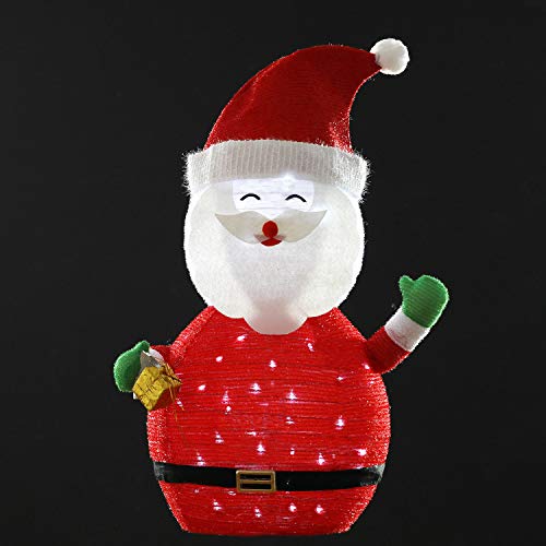 Product Cover KPROE Portable Pre-Lit LED Lighted Battery Operated Santa Claus Christmas Lawn Decoration Indoor Outdoor Holiday 27.5 Inches