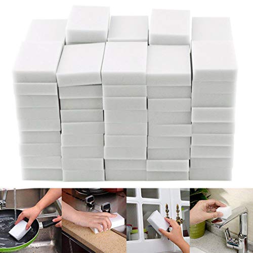 Product Cover 100/50-Pack Magic Cleaning Sponges Eraser, Household Sponge Eraser Cleaner Foam Cleaning for Kitchen, Furniture, Car, Leathe (50 PCS)