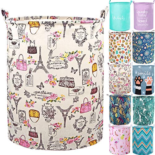 Product Cover YOMFUN Foldable Laundry Basket for Girls Laundry Hamper for Kids Room,Vintage Dirty Clothes Laundry Basket 19.7