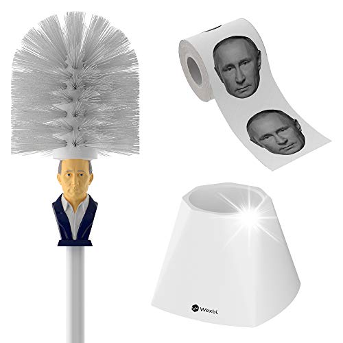 Product Cover Gag Gifts - Putin Toilet Brush and Putin Toilet Paper, White Elephant Funny Gifts for Adults with Russian President Vladimir Putin's Face, Novelty Bathroom Decor Set