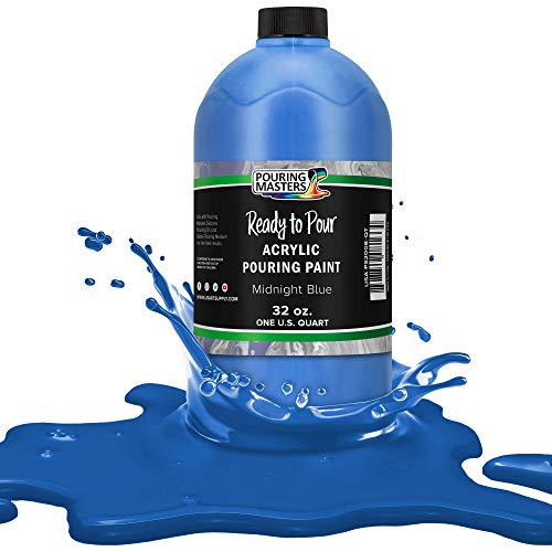 Product Cover Pouring Masters Midnight Blue Acrylic Ready to Pour Pouring Paint - Premium 32-Ounce Pre-Mixed Water-Based - for Canvas, Wood, Paper, Crafts, Tile, Rocks and More