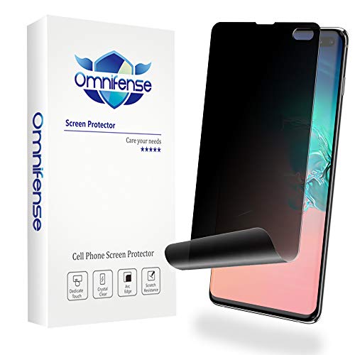 Product Cover Omnifense Galaxy S10 Plus Privacy Screen Protector [Case Friendly] Full Adhesive Soft Film [Support in-Screen Unlock], 2-Way Anti Spy Nano Shield (NOT Tempered Glass) for Samsung S10+ [2-Pack]
