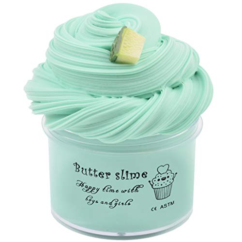 Product Cover HappyTimeSlime Slime Cotton Mud Mint Butter Slime with Charm, Fairy Putty Hami Melon Fluffy Slime, Fruit Slime Stress Relief Toy Scented Sludge Toy Green (200ML) 7oz