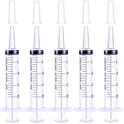 Product Cover BSTEAN 5 Pack 20ml Large Plastic Syringe with Catheter Tip Cap and Cover, Sterile Individual Wrap for Scientific, Measurement or Household Multiple Uses Tools