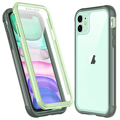 Product Cover Temdan iPhone 11 Case,Full Body Built in Screen Protector Multi-Directional Bumper Case Support Wireless Charging, Heavy Duty Rugged Dropproof Cases for iPhone 11 6.1 inch 2019- (Green)