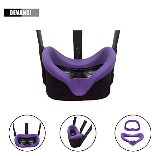 Product Cover VR Face Silicone Cover Mask & Face Pad for Oculus Quest Face Cushion Cover Sweatproof Lightproof (Purple)