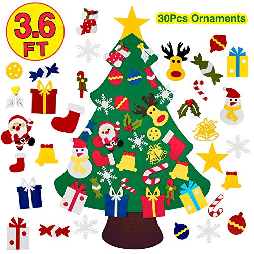 Product Cover Aikey 3.6FT DIY Felt Christmas Tree with 30pcs Ornaments, Xmas Gift for Kids New Year Handmade Door Wall Hanging Decorations