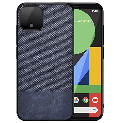 Product Cover Google Pixel 4XL Case, WATACHE Premium Fabric Canvas Business Men Slim Fit Anti-Scratch Shock-Absorbing Protective Case with Silicone Soft Edges for Google Pixel 4XL,Blue