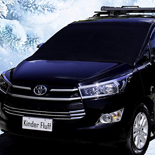 Product Cover Windshield Snow Cover/Sun Shade -8 Super Strong N35 Magnets with Anti Scratch Design-Waterproof 210T with Windproof Tire Hook & Anti-Theft Flaps. Winter &Summer car Windshield Cover -Large