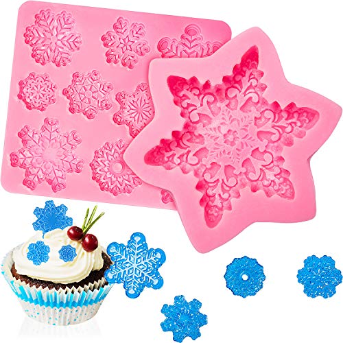 Product Cover Boao 2 Pieces Snowflake Silicone Mold Snowflake Cake Candy Mold for Christmas DIY Handmade Chocolate Cake Decoration
