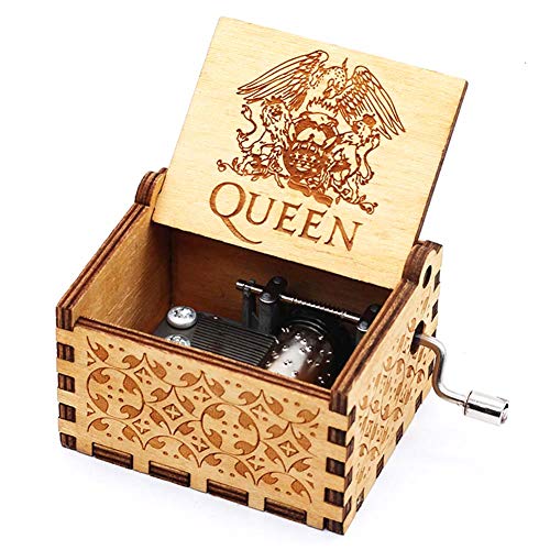Product Cover Pursuestar Wood Hand Crank Engraved Vintage Wooden Music Box Wedding Valentine Christmas Birthday Gift - Bohemian Rhapsody (Queen)
