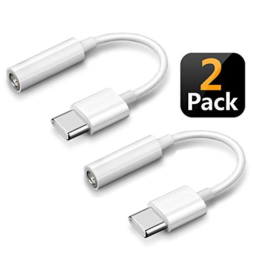 Product Cover USB C to 3.5mm Headphone Jack Adapter, USB Type C to 3.5mm Adapter Compatible with Pixel 4 3 2 XL, Samsung S10 S9 Plus Note 10, iPad Pro,Mate 30 20 Pro and More [2 Pack]