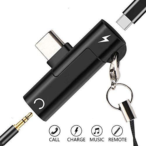 Product Cover USB C to 3.5mm Headphone Adapter with Fast Charging Compatible for Pixel 4 3 3XL 2 2XL, Galaxy Note 10/10+, iPad pro 2018, HTC, Essential Phone,Xiaomi and More USB C Devices (Black)