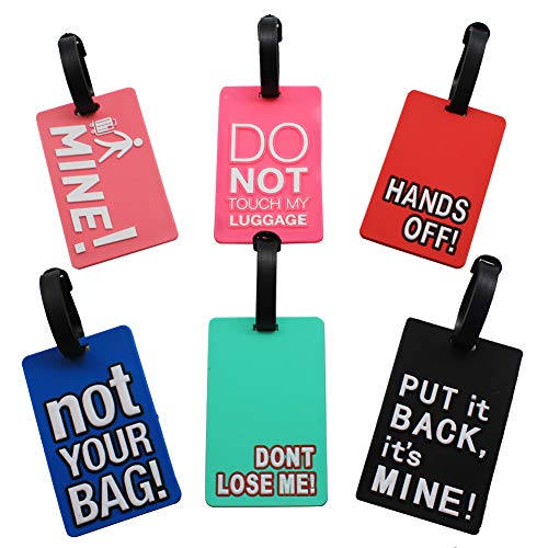 Product Cover Mziart Funny Luggage Tags Set of 6 Colorful Unique Travel Baggage Bag Tags Suitcase Identify Labels for Women Men