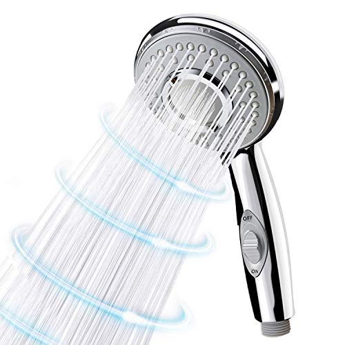 Product Cover Autobag Handheld Shower Head with High Pressure 5 Spray Setting Rain Massage Water Saving Detachable Hand Held Showerhead Chrome Face For Bathroom(No Hose)