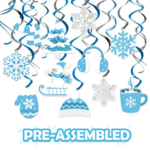 Product Cover Snowflake Party Hanging Swirls Frozen Party Ceiling Decorations for Winter Wonderland Birthday Party Decorations Little Snowflake Baby shower Winter Wedding Supplies