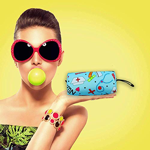 Product Cover Small Pencil Bag for girls,Cosmetic Toiletry Makeup Zipper Storage Bag Pouch with strap for Women