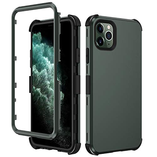 Product Cover iPhone 11 Pro Case 5.8 inch SKYLMW Hybrid Three Layer Shock-Absorption with Hard PC Soft Silicone Protective Cover Midnight Green Black