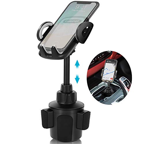 Product Cover Cup Holder Phone Mount, Gobeigo Height Adjustable Metal Stand Car Phone Cradle Fits All Smartphones Compatible with iPhone 11 Pro/11 Pro Max/XR/XS/XS Max/X/8/7,Galaxy S10/S10 Plus Note 9/Note 10 Plus