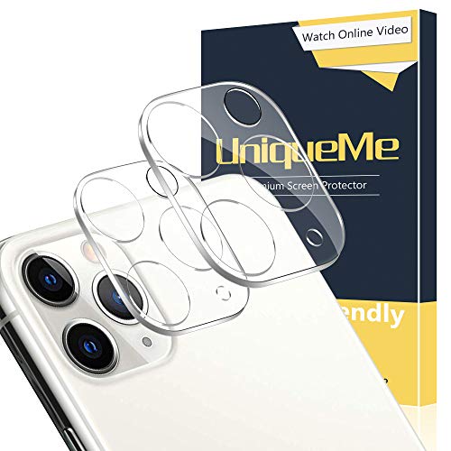 Product Cover [ 2 Pack ] UniqueMe Camera Lens Protector for iPhone 11 Pro/iPhone 11 Pro Max Screen Protector Tempered Glass, [New Version] Add Cameras Flash Circle