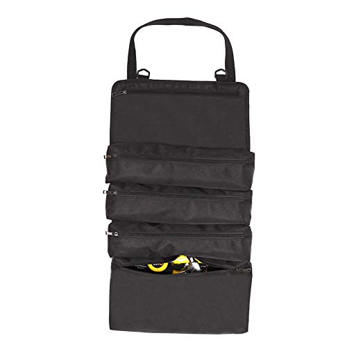 Product Cover Super Roll Tool Roll,Multi-Purpose Tool Roll Up Bag, Wrench Roll Pouch,Canvas Tool Organizer Bucket,Car First Aid Kit Wrap Roll Storage Case,Hanging Tool Zipper Carrier Tote,Car Camping Gear