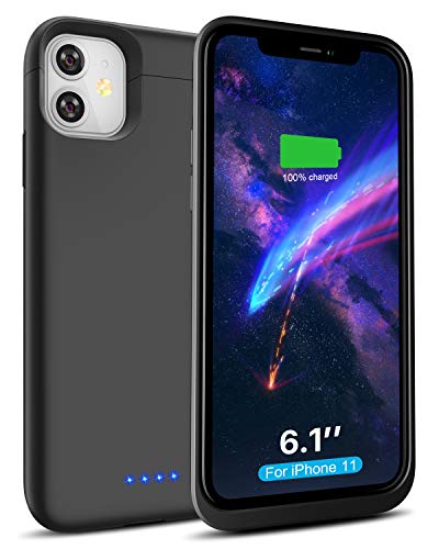 Product Cover LCLEBM Battery Case for iPhone 11,6200mAh Rechargeable Powerful Fast Charging Case for iPhone 11 (6.1 inch) Extended Charger Case Battery Pack Black