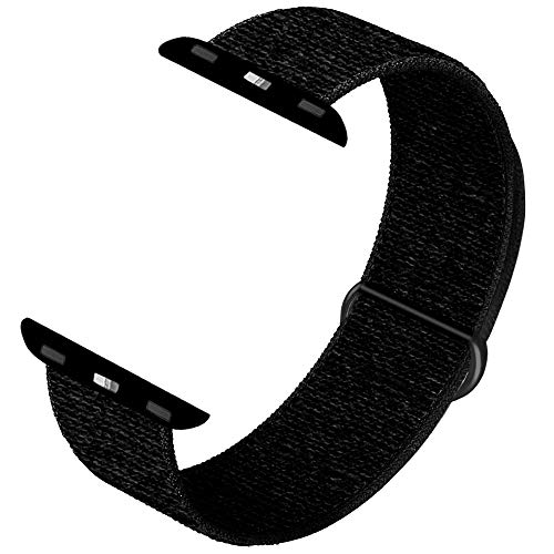 Product Cover INTENY Sport Band Compatible with Apple Watch 42mm 44mm, Soft Sport Loop, Strap Replacement for iWatch Series 5, Series 4, Series 3, Series 2, Series 1 (Dark Black, 42mm 44mm)