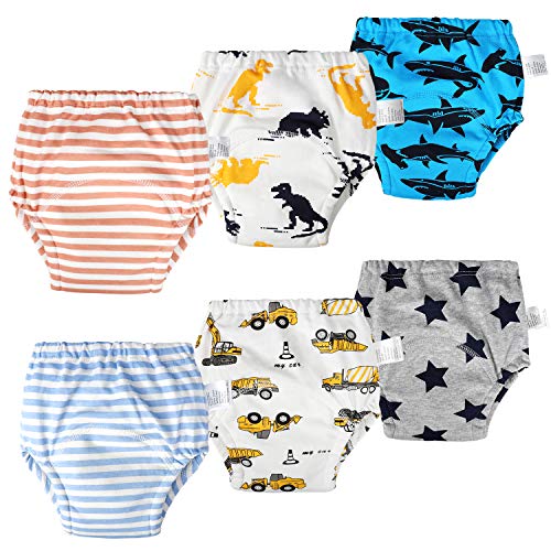 Product Cover 6 Packs Cotton Training Pants Reusable Toddler Potty Training Underwear for Boy and Girl
