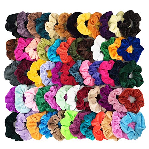 Product Cover Homerove 60pcs Hair Scrunchies, Velvet Elastic Hair Bands, Scrunchy Colorful Hair Ties Hair Ropes for Women or Girls Hair Accessories ¨C 60 Assorted Colors Scrunchies