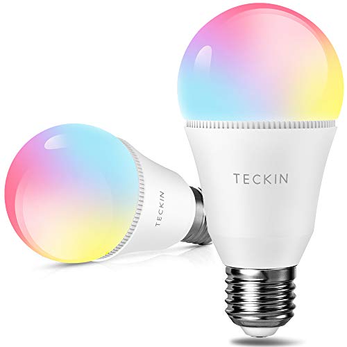 Product Cover Smart Light Bulb Alexa LED Color Changing Light Bulbs,TECKIN A19 E27 60W 800LM Equivalent Compatible with Google Home,IFTTT,2800K-6000K Cold and Warm Light WiFi Blubs(7.5W),2packs