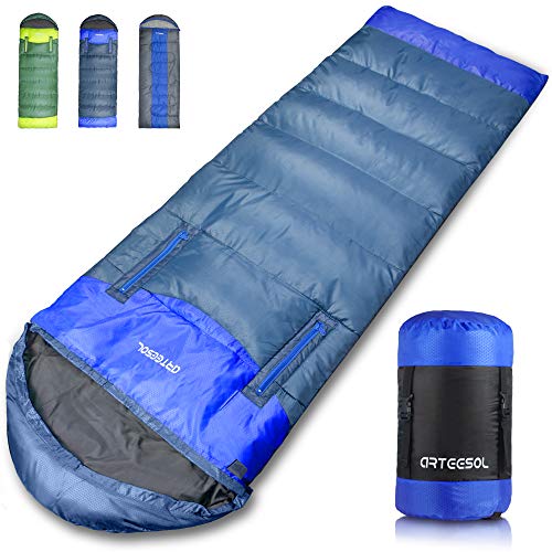 Product Cover arteesol Sleeping Bag, Indoor & Outdoor Lightweight & Waterproof 4 Seasons for Kids & Adults Camping Gear Equipment, Traveling (Dark Blue-1.05kg/2.3lbs)