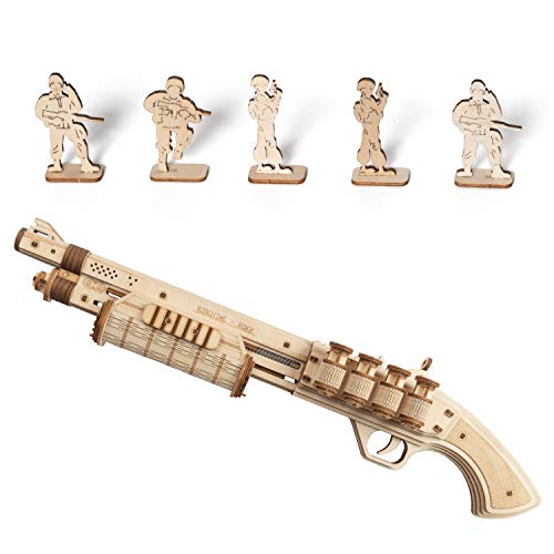 Product Cover ROKR Wooden Toy Gun Rubber Band Gun 3D Wooden Puzzle (Terminator M870)