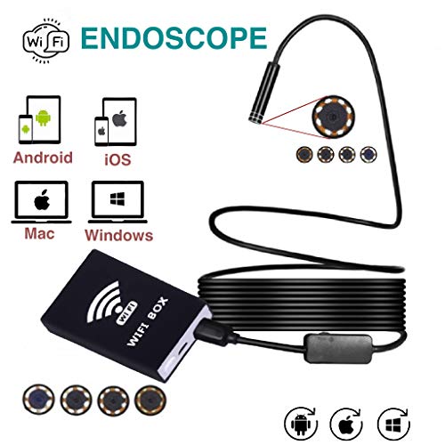 Product Cover Semi-Rigid 32 Ft WiFi Snake Camera with 8 LEDs - Wireless Endoscope Camera Takes HD 1200 Photos and Videos - Borescope for iPhone, Android, Windows