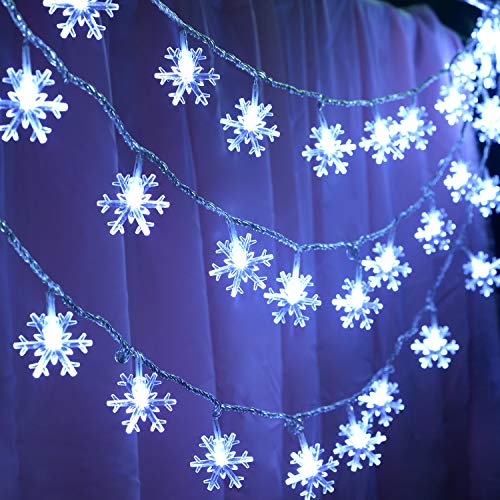 Product Cover 32.8ft Snowflake Lights String, 10m LED String Lights 100 LEDs 8 Modes Waterproof Fairy Lights for Room Decorations