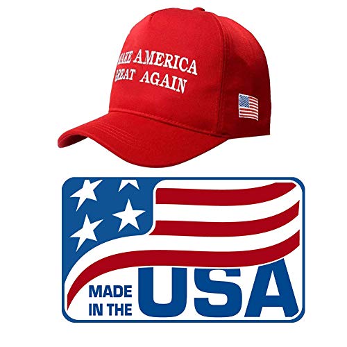 Product Cover Mersinni Make America Great Again Donald Trump Slogan with USA Flag Cap Adjustable Baseball Hat Red